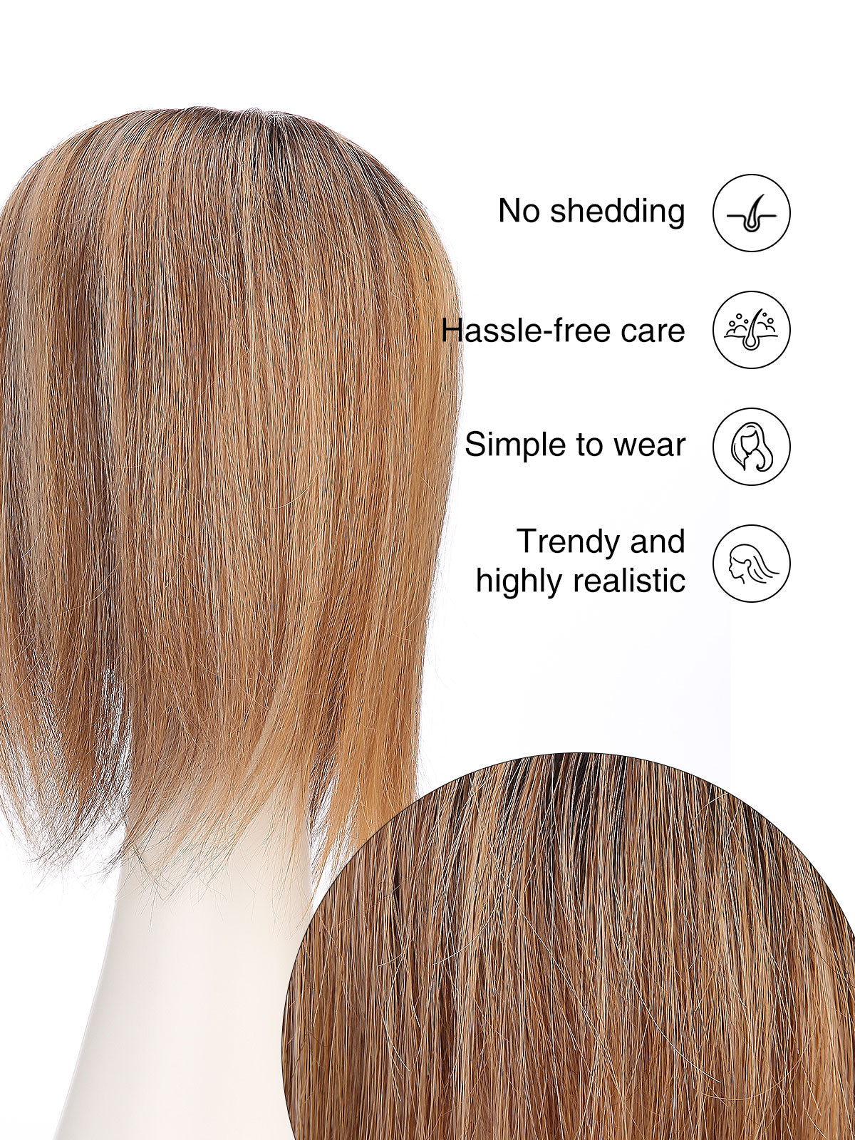 Maia in Toffee Rooted | 12" Remy Human Hair Topper | Mono Straight Hairpiece by ECCO Hair