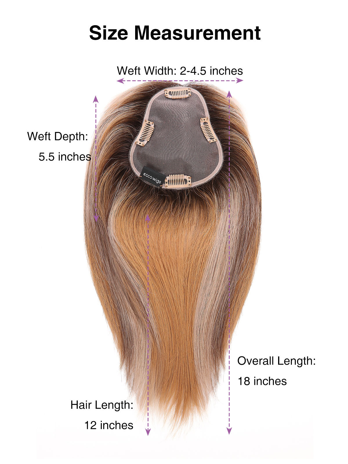 Maia in Toffee Rooted | 12" Remy Human Hair Topper | Mono Straight Hairpiece by ECCO Hair