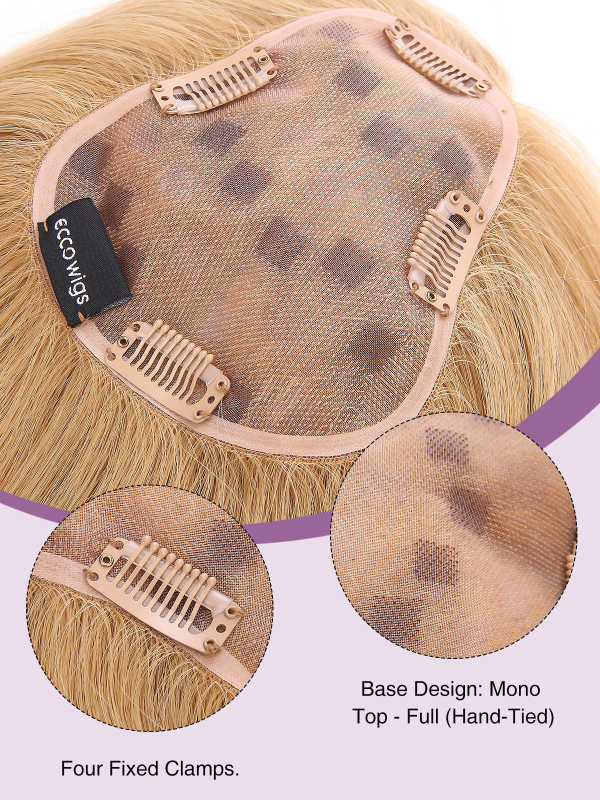 Maia in Honey Beige | 12" Remy Human Hair Topper | Mono Blonde Hairpiece by ECCO Hair