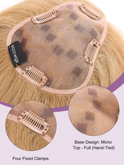 Maia in Honey Beige | 12" Remy Human Hair Topper | Mono Blonde Hairpiece by ECCO Hair