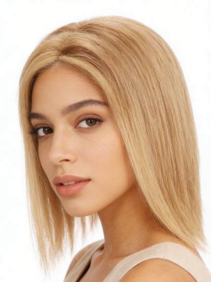 Maia in Honey Beige | 12" Remy Human Hair Topper | Mono Blonde Hairpiece by ECCO Hair
