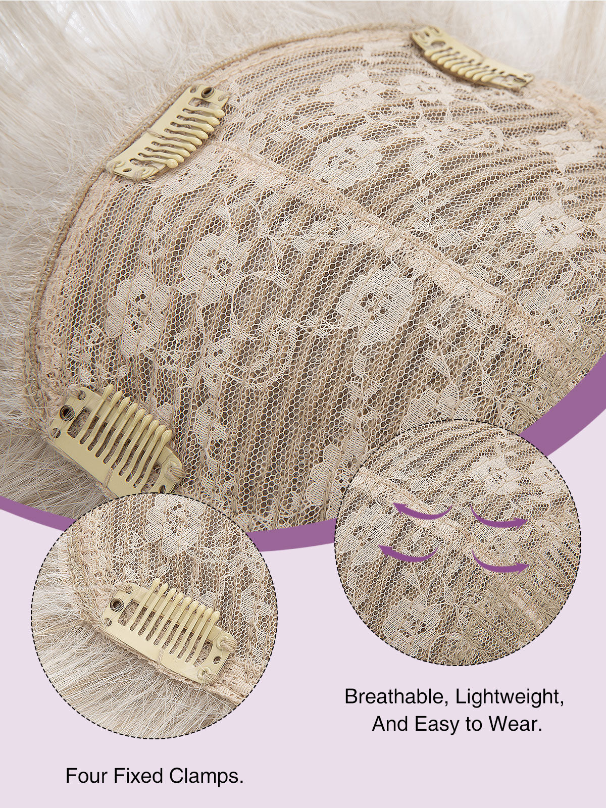 Aeris in Frost White | 6x6 Topper | Synthetic Light Density Hairpiece by ECCO Hair