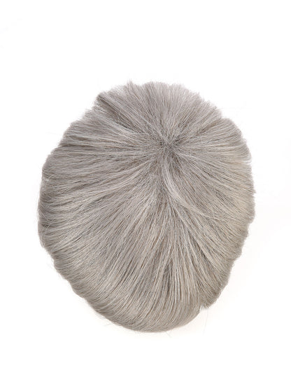 Aeris in Silver Cloud | 6x6 Topper | Natural Grey Synthetic Hairpiece by ECCO Hair