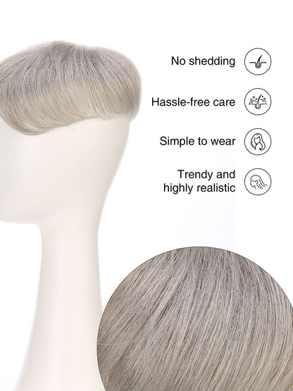 Aeris in Silver Cloud | 6x6 Topper | Natural Grey Synthetic Hairpiece by ECCO Hair