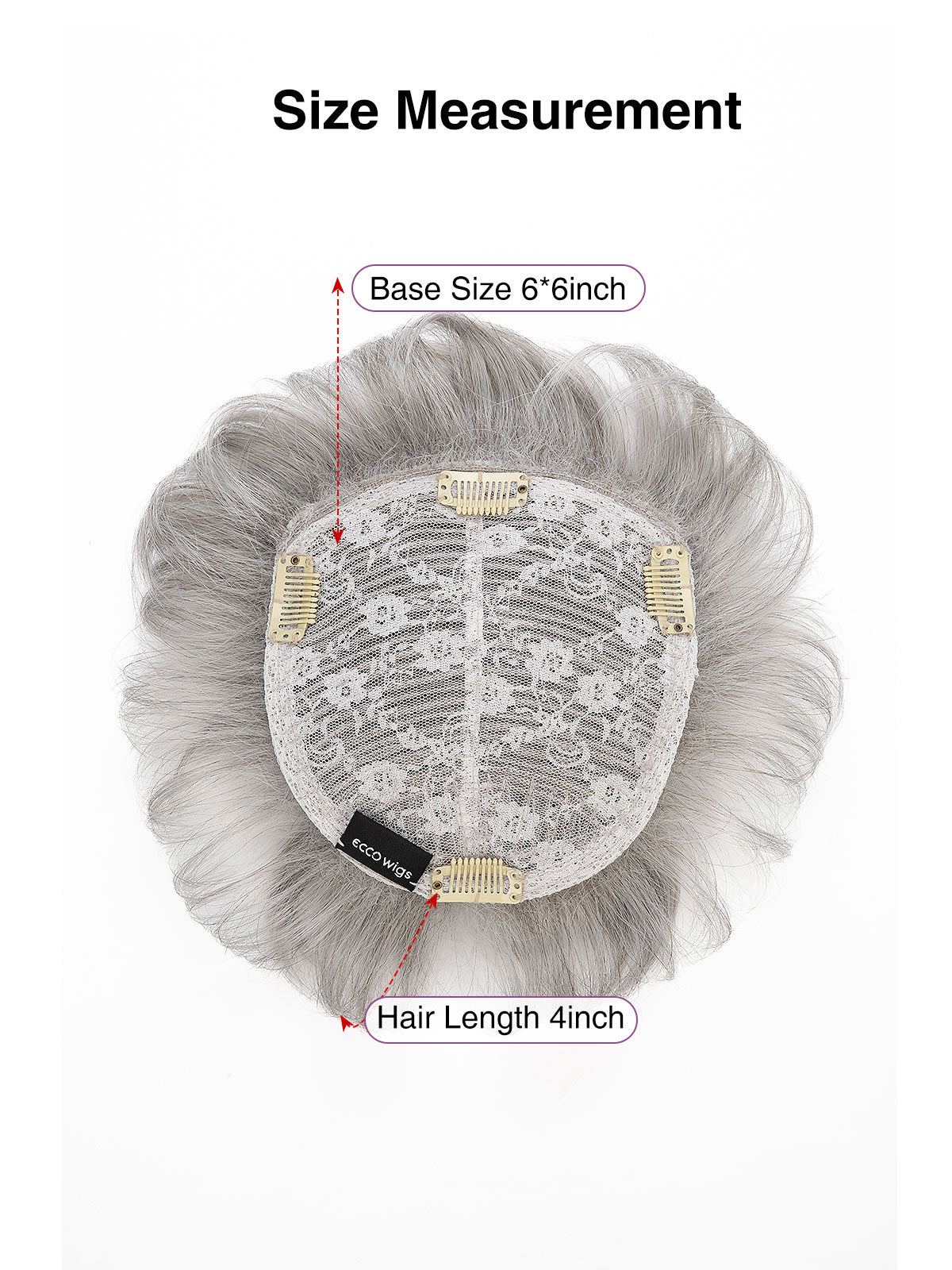 Aeris in Silver Cloud | 6x6 Topper | Natural Grey Synthetic Hairpiece by ECCO Hair