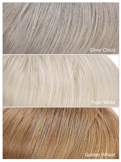 Aeris in Silver Cloud | 6x6 Topper | Natural Grey Synthetic Hairpiece by ECCO Hair