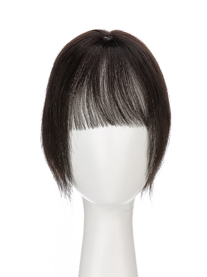 Elise in Natural Black | 9" Remy Human Hair Topper | HD Lace Closure with Bangs by ECCO Hair
