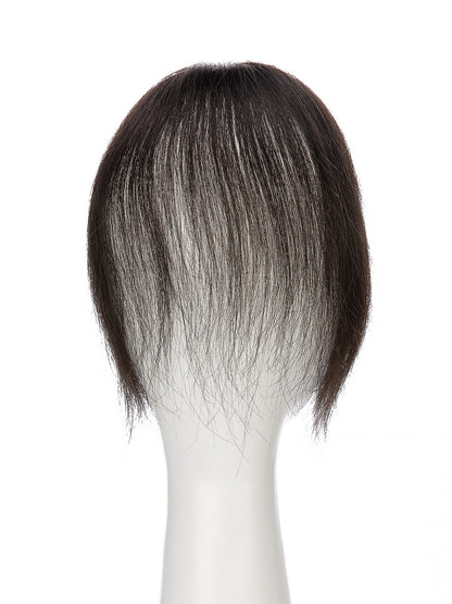 Elise in Natural Black | 9" Remy Human Hair Topper | HD Lace Closure with Bangs by ECCO Hair