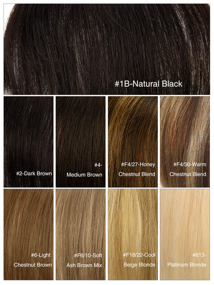 Elise in Natural Black | 9" Remy Human Hair Topper | HD Lace Closure with Bangs by ECCO Hair