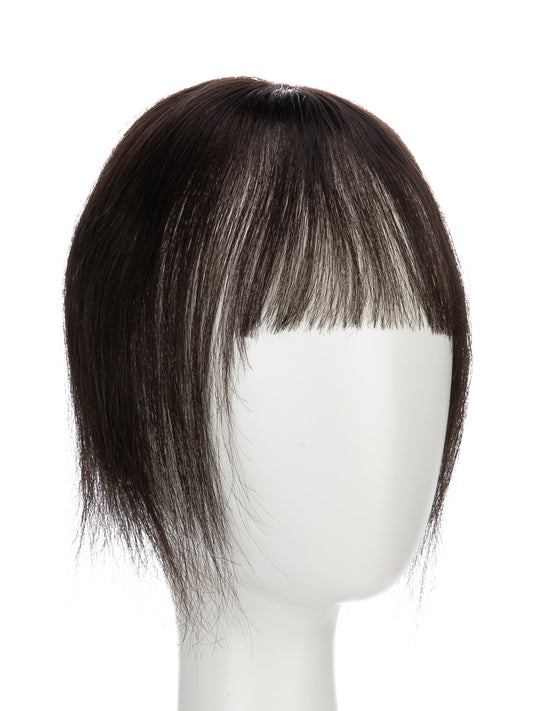 Elise in Dark Brown | 9" Remy Human Hair Topper | HD Lace Closure with Bangs by ECCO Hair