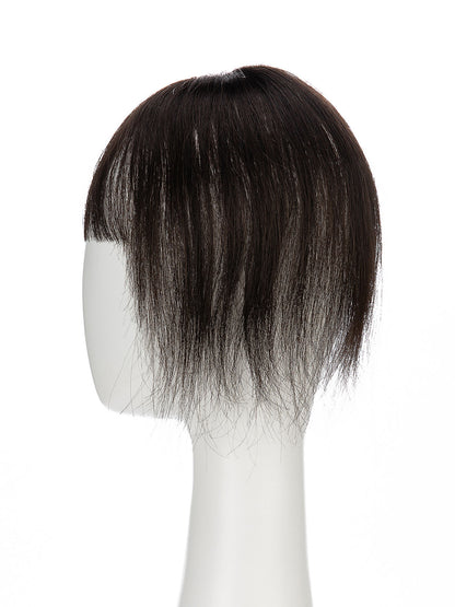 Elise in Dark Brown | 9" Remy Human Hair Topper | HD Lace Closure with Bangs by ECCO Hair