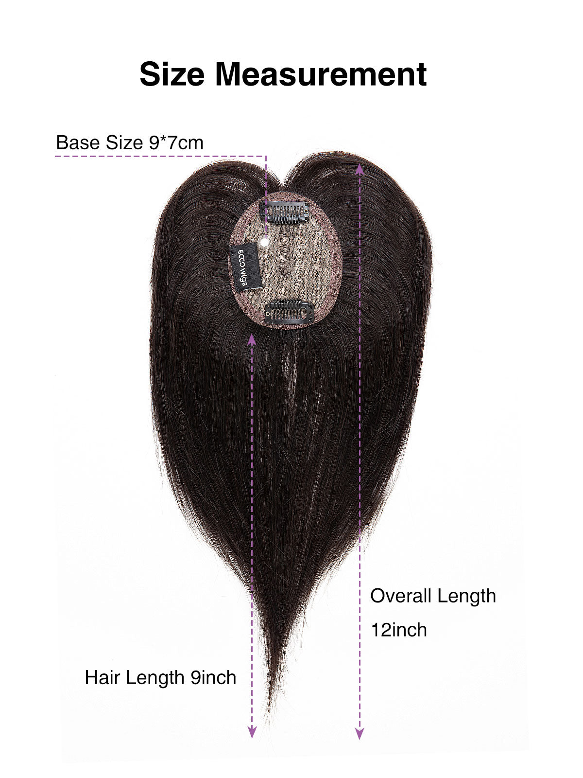 Elise in Dark Brown | 9" Remy Human Hair Topper | HD Lace Closure with Bangs by ECCO Hair