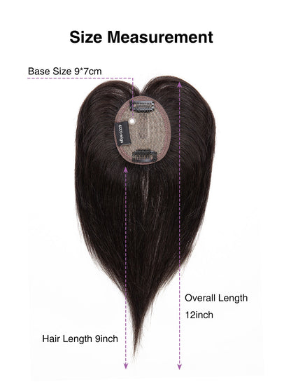 Elise in Dark Brown | 9" Remy Human Hair Topper | HD Lace Closure with Bangs by ECCO Hair