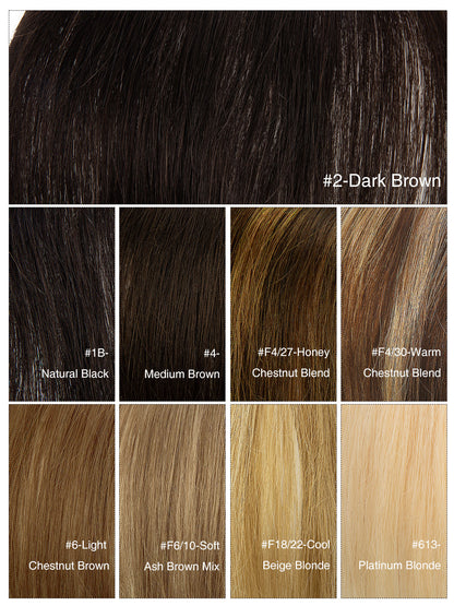 Elise in Dark Brown | 9" Remy Human Hair Topper | HD Lace Closure with Bangs by ECCO Hair