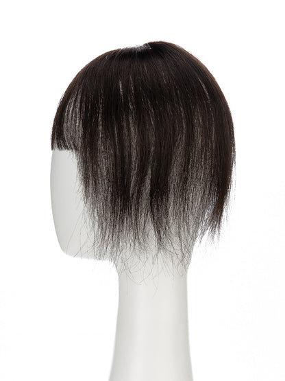 Elise in Medium Brown | 9" Remy Human Hair Topper | HD Lace Closure with Bangs by ECCO Hair