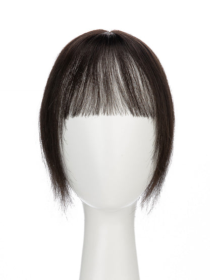 Elise in Medium Brown | 9" Remy Human Hair Topper | HD Lace Closure with Bangs by ECCO Hair