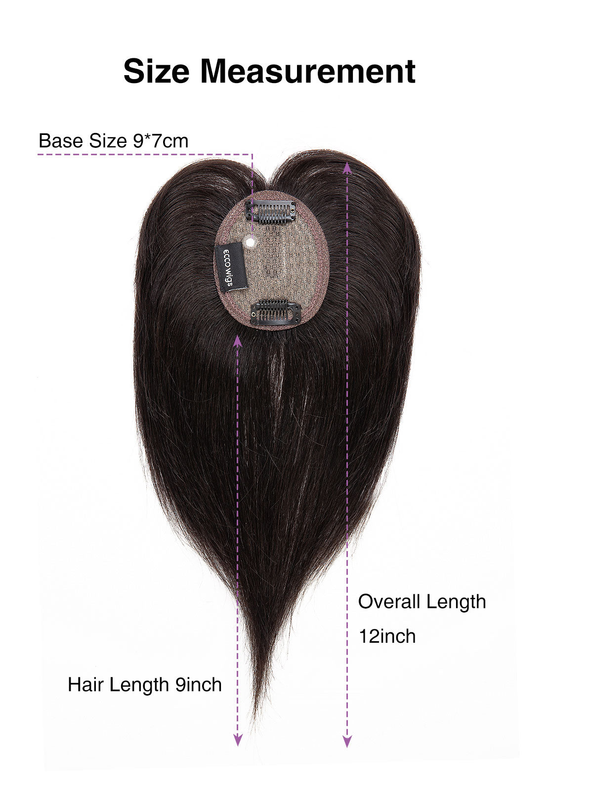 Elise in Medium Brown | 9" Remy Human Hair Topper | HD Lace Closure with Bangs by ECCO Hair