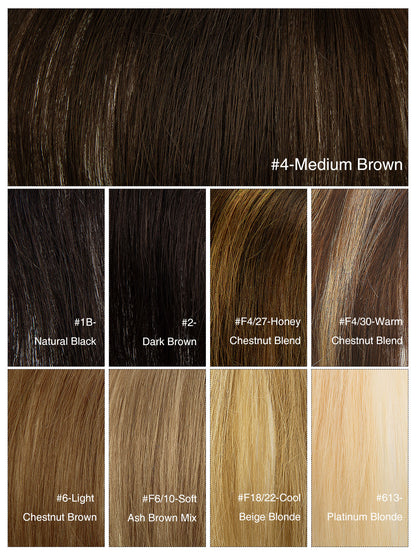 Elise in Medium Brown | 9" Remy Human Hair Topper | HD Lace Closure with Bangs by ECCO Hair