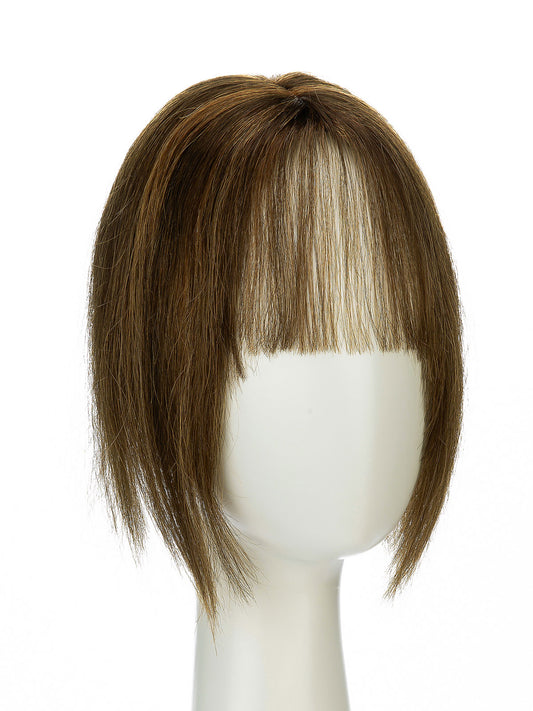 Elise in Honey Chestnut Blend | 9" Remy Human Hair Topper | HD Lace Closure with Bangs by ECCO Hair