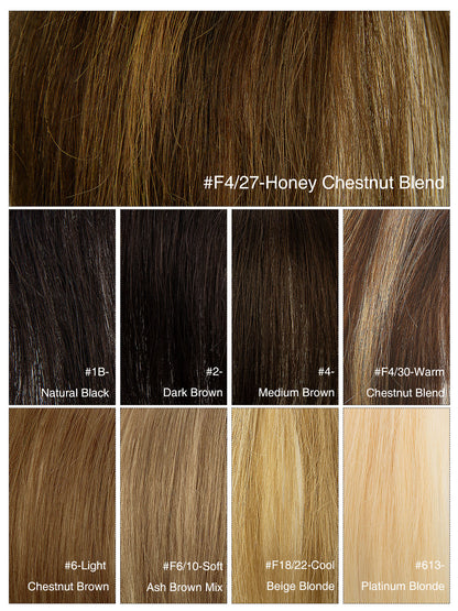 Elise in Honey Chestnut Blend | 9" Remy Human Hair Topper | HD Lace Closure with Bangs by ECCO Hair