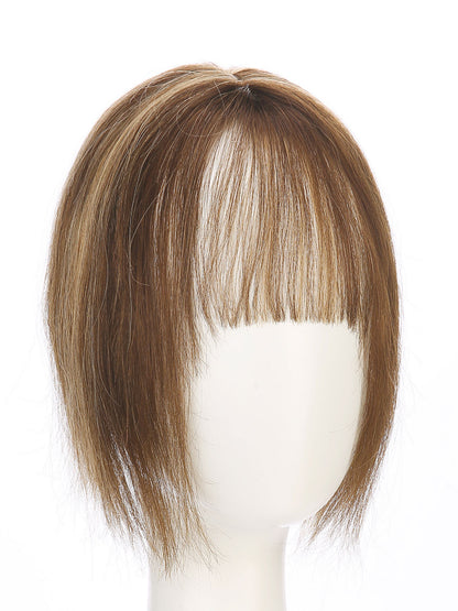 Elise in Warm Chestnut Blend | 9" Remy Human Hair Topper | HD Lace Closure with Bangs by ECCO Hair