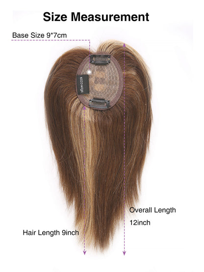 Elise in Warm Chestnut Blend | 9" Remy Human Hair Topper | HD Lace Closure with Bangs by ECCO Hair