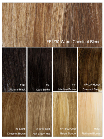 Elise in Warm Chestnut Blend | 9" Remy Human Hair Topper | HD Lace Closure with Bangs by ECCO Hair