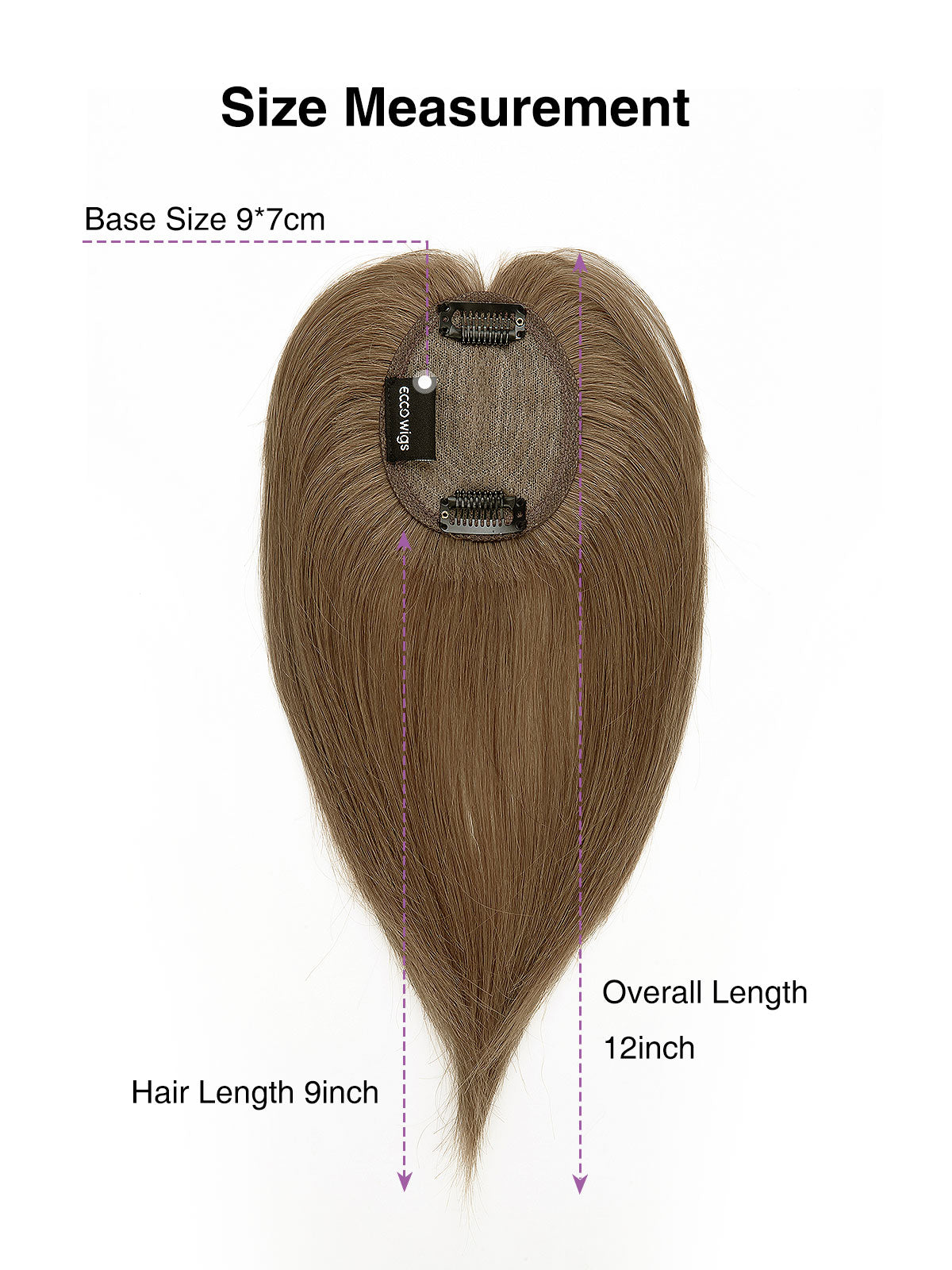 Elise in Light Chestnut Brown | 9" Remy Human Hair Topper | HD Lace Closure with Bangs by ECCO Hair