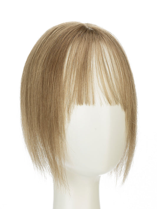 Elise in Soft Ash Brown Mix | 9" Remy Human Hair Topper | HD Lace Closure with Bangs by ECCO Hair