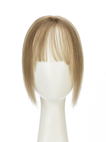 Elise in Soft Ash Brown Mix | 9" Remy Human Hair Topper | HD Lace Closure with Bangs by ECCO Hair