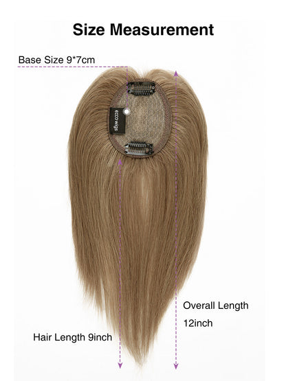 Elise in Soft Ash Brown Mix | 9" Remy Human Hair Topper | HD Lace Closure with Bangs by ECCO Hair