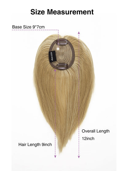 Elise in Cool Beige Blonde | 9" Remy Human Hair Topper | HD Lace Closure with Bangs by ECCO Hair