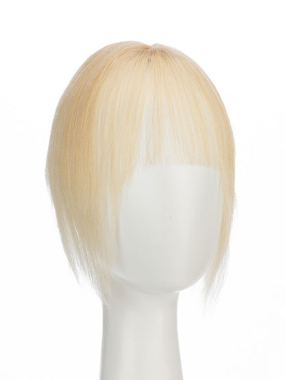 Elise in Platinum Blonde | 9" Remy Human Hair Topper | HD Lace Closure with Bangs by ECCO Hair