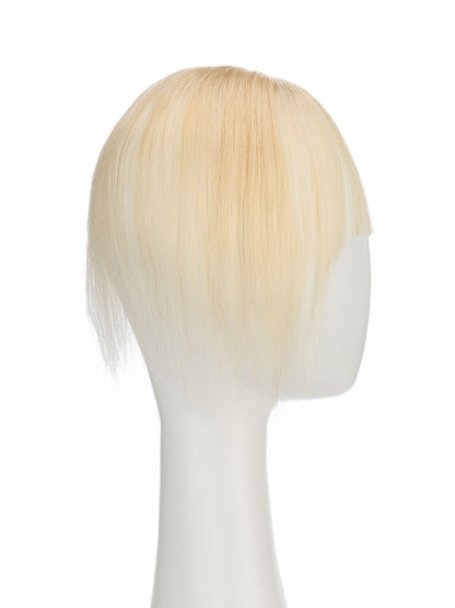 Elise in Platinum Blonde | 9" Remy Human Hair Topper | HD Lace Closure with Bangs by ECCO Hair