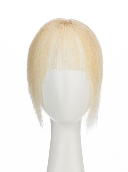 Elise in Platinum Blonde | 9" Remy Human Hair Topper | HD Lace Closure with Bangs by ECCO Hair