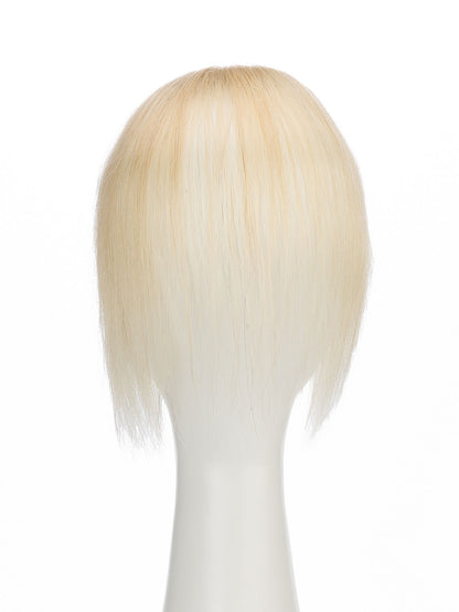 Elise in Platinum Blonde | 9" Remy Human Hair Topper | HD Lace Closure with Bangs by ECCO Hair