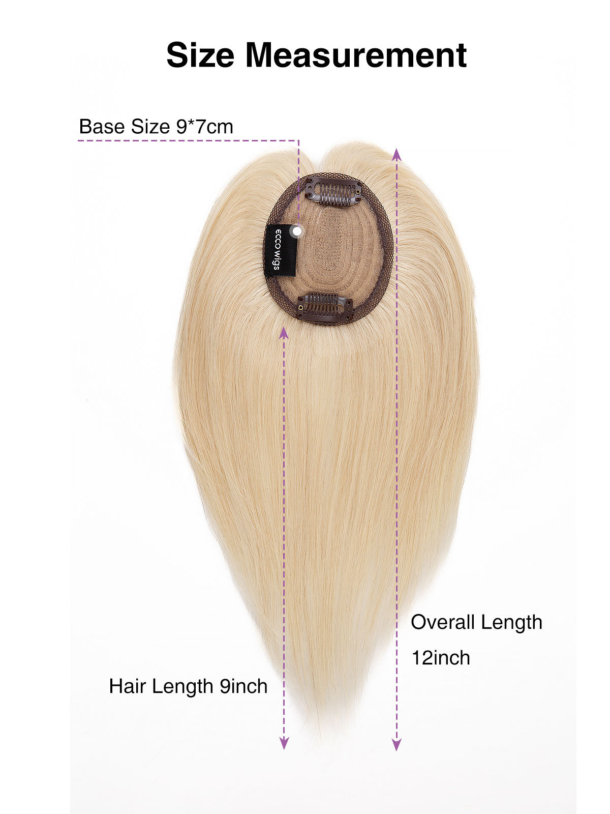 Elise in Platinum Blonde | 9" Remy Human Hair Topper | HD Lace Closure with Bangs by ECCO Hair