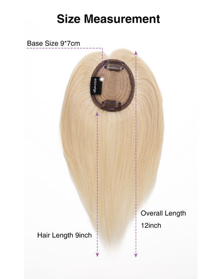 Elise in Platinum Blonde | 9" Remy Human Hair Topper | HD Lace Closure with Bangs by ECCO Hair