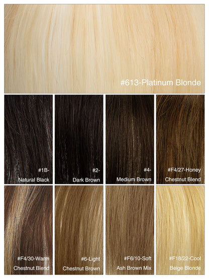 Elise in Platinum Blonde | 9" Remy Human Hair Topper | HD Lace Closure with Bangs by ECCO Hair