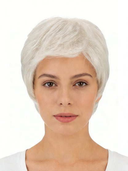 Eden in Arctic Pearl | Lace Front Mono Crown Synthetic Wig | Silver Pixie Wig by Rieker Wigs