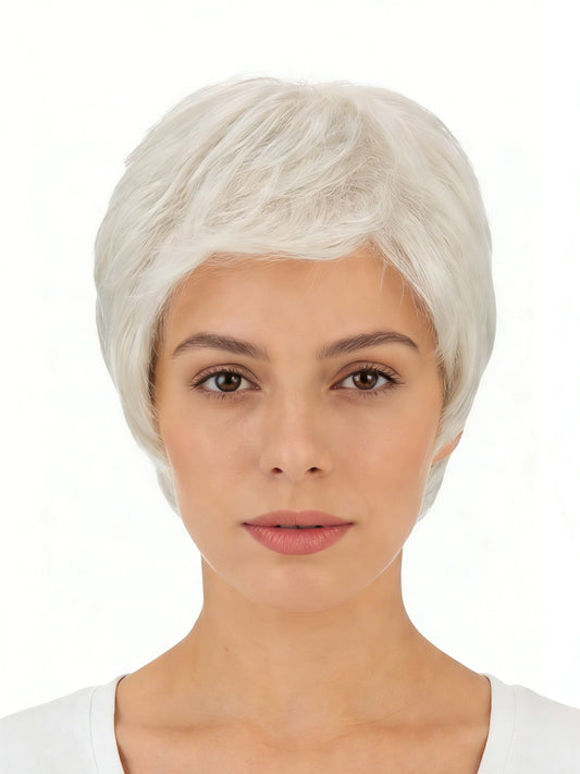 Eden in Arctic Pearl | Lace Front Mono Crown Synthetic Wig | Silver Pixie Wig by Rieker Wigs