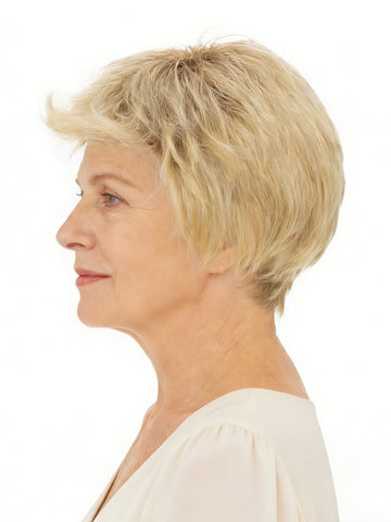 Eden in Honey Sand Rooted | Lace Front Mono Crown Synthetic Wig | Natural Blonde Pixie Wig by Rieker Wigs