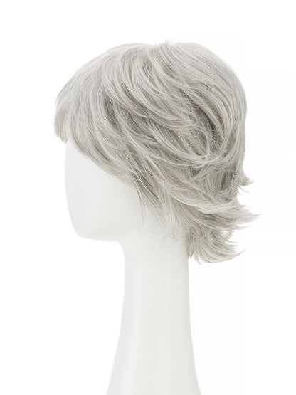 Irene in Mist Grey | Wefted Synthetic Short Straight Wig | Grey Layered Wig by Rieker Wigs