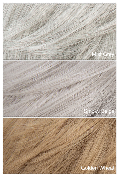 Irene in Mist Grey | Wefted Synthetic Short Straight Wig | Grey Layered Wig by Rieker Wigs