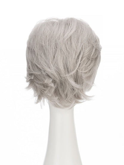 Irene in Smoky Beige | Wefted Synthetic Short Straight Wig | Ash Grey Wig by Rieker Wigs