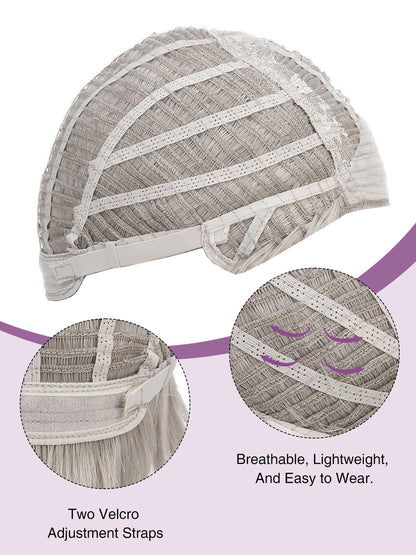 Irene in Smoky Beige | Wefted Synthetic Short Straight Wig | Ash Grey Wig by Rieker Wigs