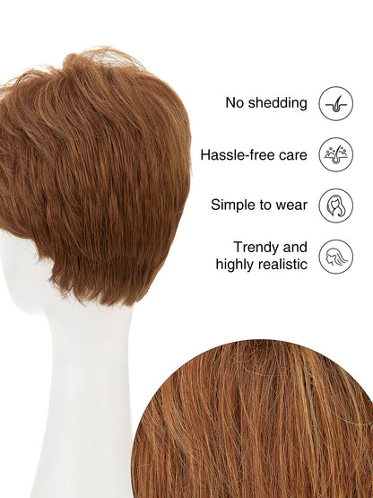 Marion in Amber Maple | Short Straight Synthetic Wig | Auburn Pixie by Rieker Wigs