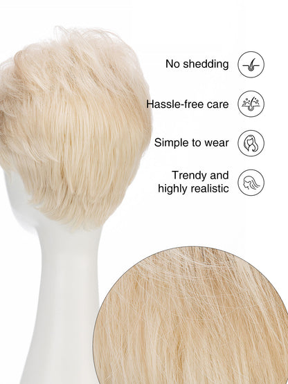 Marion in Sunlit Beige | Short Straight Synthetic Wig | Neutral Blonde Pixie by Rieker Wigs