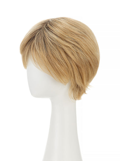 Isabelle in Honey Crème Rooted | Short Straight Synthetic Wig | Golden Blonde Wefted Wig by Rieker Wigs