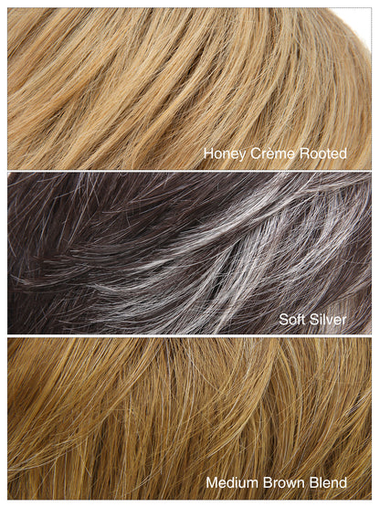 Isabelle in Honey Crème Rooted | Short Straight Synthetic Wig | Golden Blonde Wefted Wig by Rieker Wigs